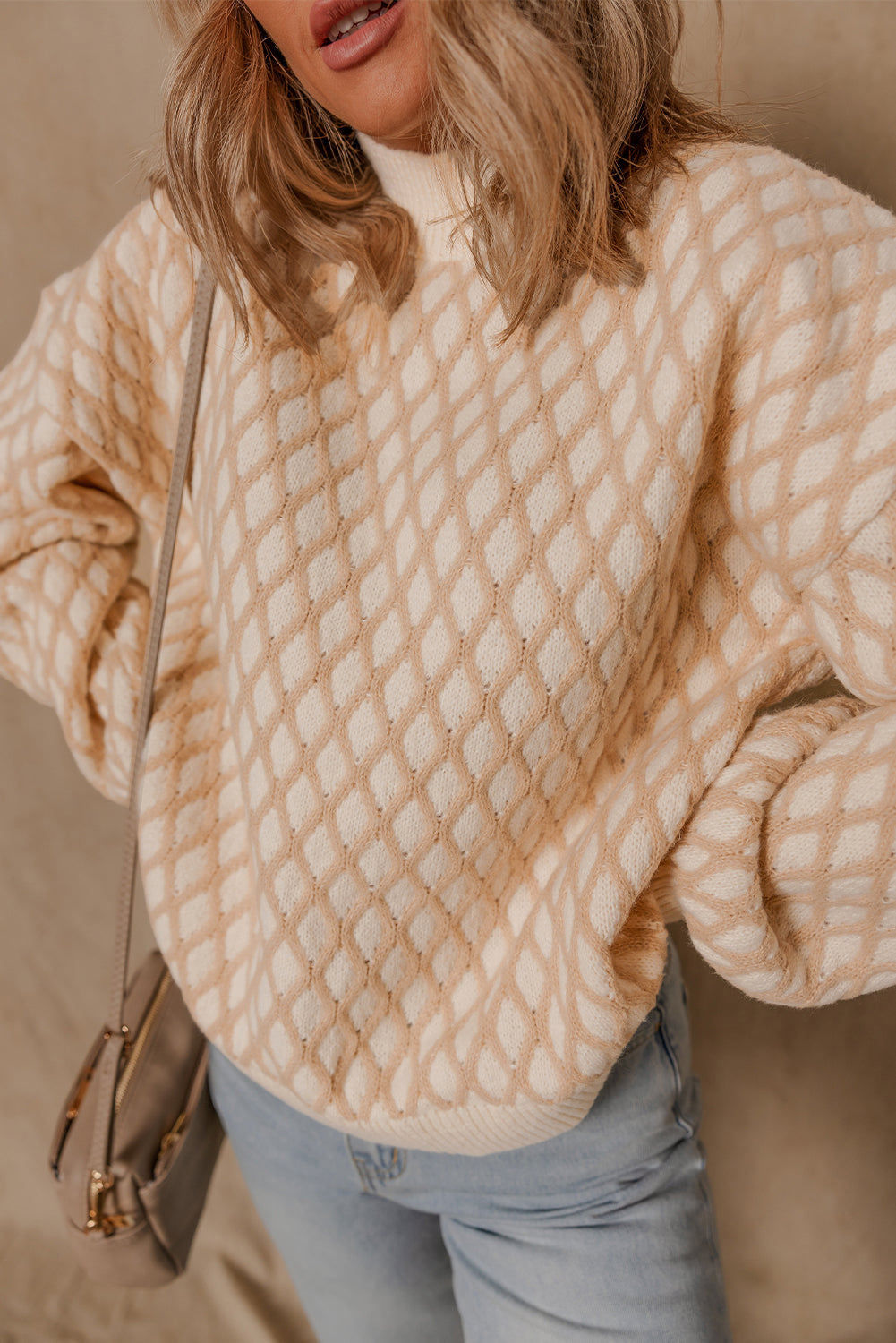 Ximena Rhombus Textured Knit Sweater-3