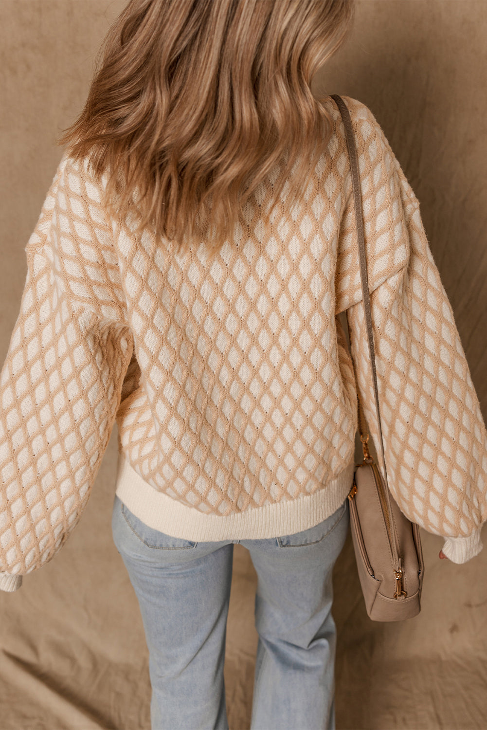 Ximena Rhombus Textured Knit Sweater-1