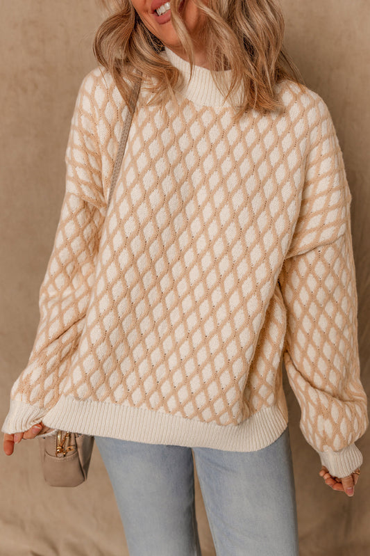 Ximena Rhombus Textured Knit Sweater-0